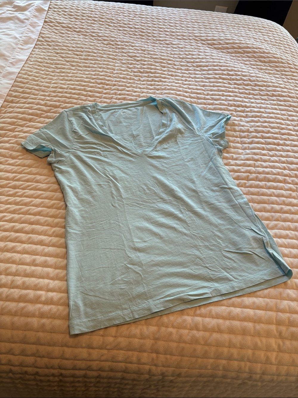 J Crew Slub Cotton Tee Light Blue V-Neck Women's Tee